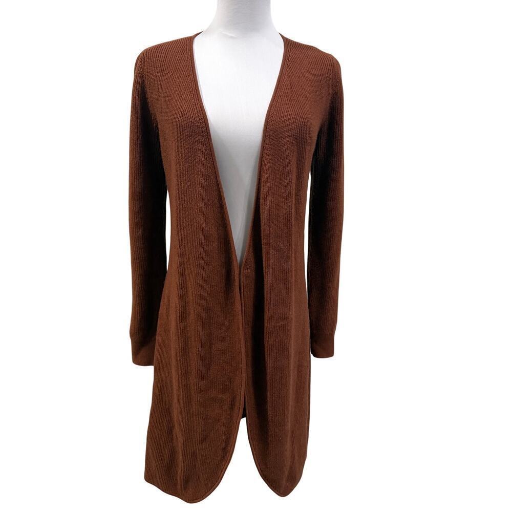 Abercrombie & Fitch Long Ribbed Cardigan Rust Orange Small Cozy Fall Casual Chic